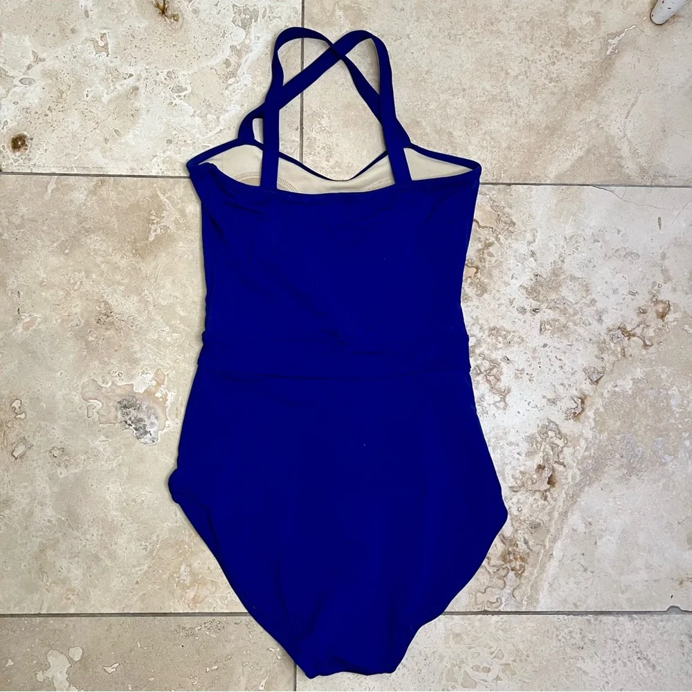 XOXO Lime Ricki Blue‎ One Piece Swimsuit Criss Cross Back Size Small